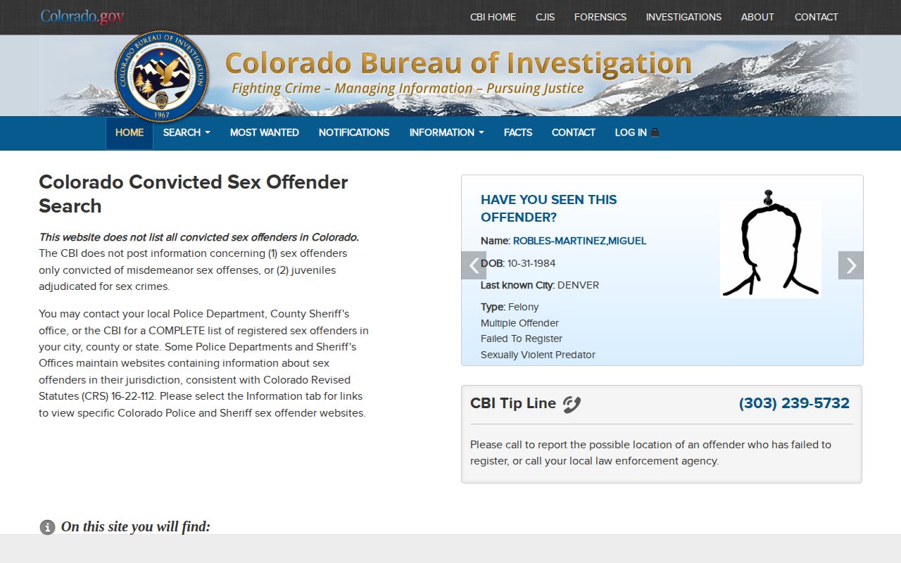 Colorado registry source for Garfield County released inmate mugshot checks