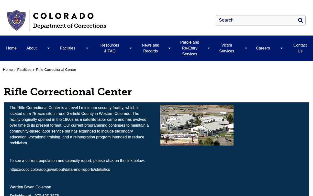 CDOC Rifle Correctional Center facility page